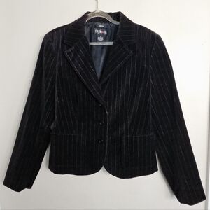 Style & Co. Black Pinstripe Blazer Cotton Velour Size 12